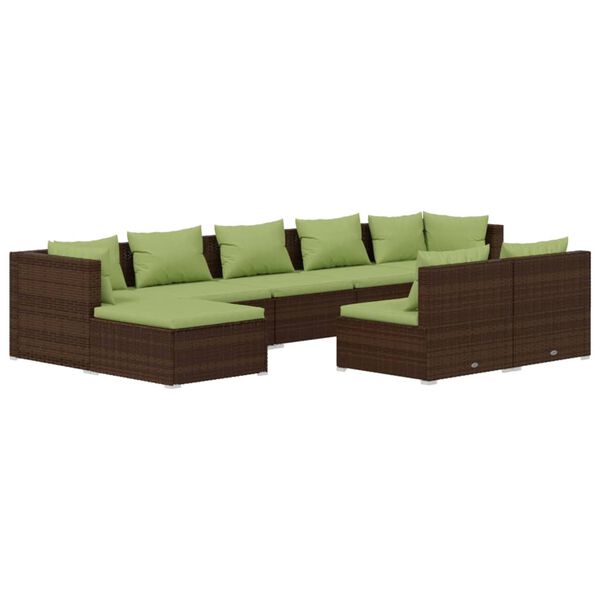 vidaXL Set muebles de jardín 9 piezas y cojines ratán sintético marrón