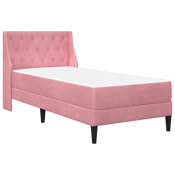 vidaXL Estructura de cama con colch&oacute;n Rosa 90 x 200 cm Terciopelo