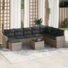 vidaXL Set de muebles de jardín 9 pzas y cojines ratán sintético gris
