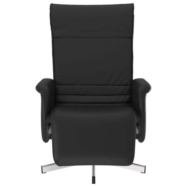 vidaXL Sill&oacute;n reclinable con reposapi&eacute;s cuero sint&eacute;tico negro