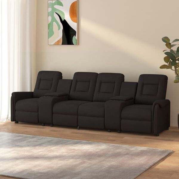 vidaXL Sillón de masaje reclinable 4 plazas con portavasos negro