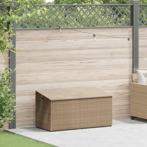 vidaXL Caja de almacenamiento para jardín beige 110x50x58 cm ratán sintético