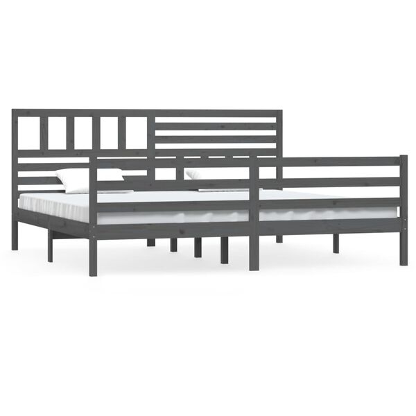 vidaXL Estructura de cama sin colchón madera maciza gris 200x200 cm