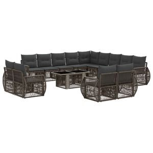 vidaXL Conjunto de sof&aacute;s de jard&iacute;n 14 uds. Gris y Gris Oscuro