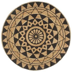 vidaXL Alfombra de yute tejida a mano con estampado negro 120 cm