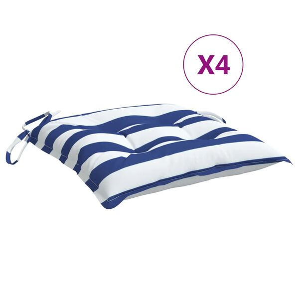 vidaXL Cojines de silla 4 uds tela Oxford rayas azul blanco 50x50x7 cm