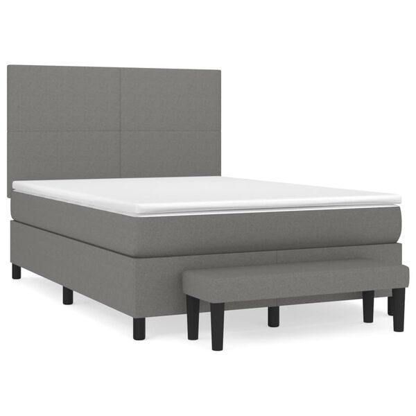 vidaXL Cama box spring con colch&oacute;n tela gris oscuro 140x200 cm