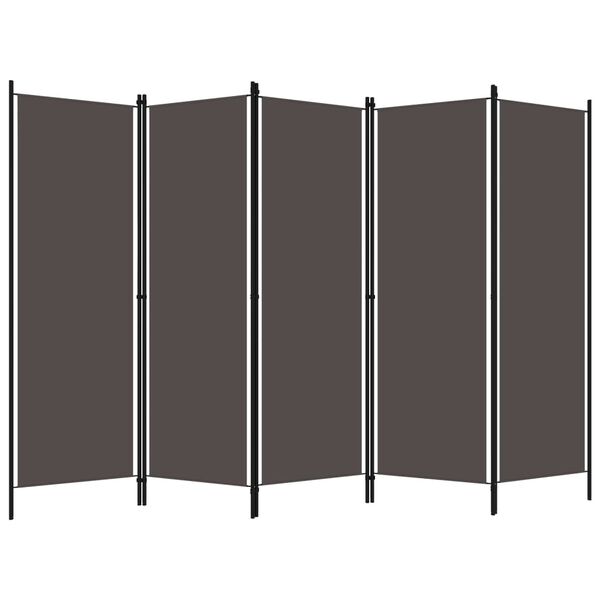 vidaXL Biombo divisor de 5 paneles gris antracita 250x180 cm