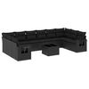 vidaXL Set de sof&aacute;s de jard&iacute;n 11 pzas y cojines rat&aacute;n sint&eacute;tico negro