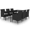 vidaXL Set comedor de jard&iacute;n 7 pzas y cojines rat&aacute;n sint&eacute;tico y vidrio