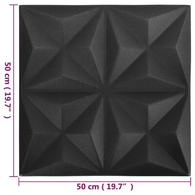 vidaXL Paneles de pared 3D 12 unidades negro origami 3 m² 50x50 cm