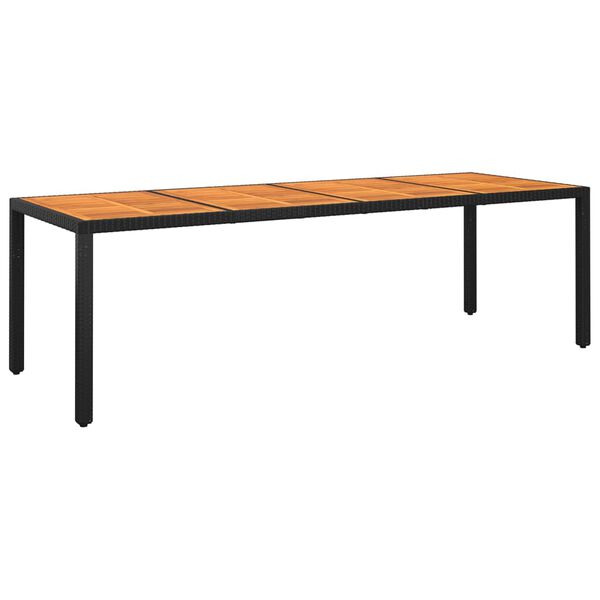 vidaXL Mesa jardín madera acacia ratán sintético negro 250x100x75 cm
