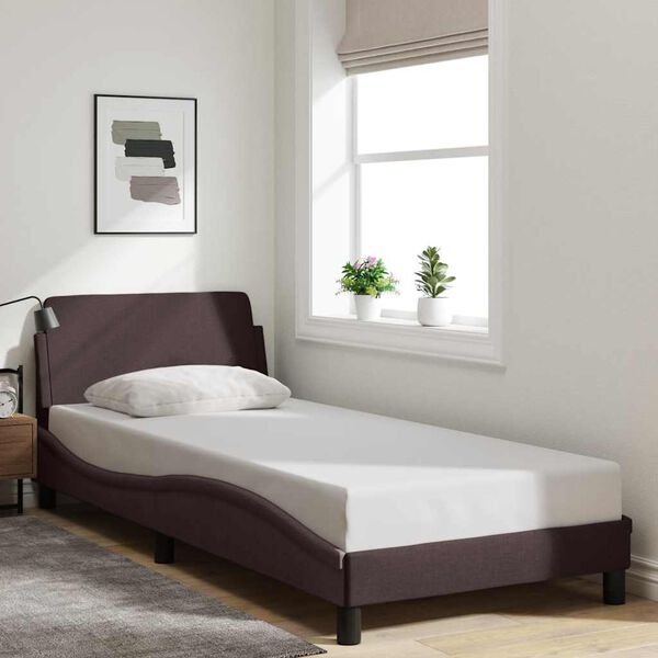 vidaXL Estructura de cama Dover tela marr&oacute;n oscuro 90x190 cm