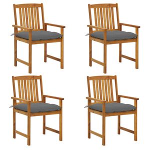 vidaXL Sillas de jard&iacute;n con cojines 4 unidades madera maciza de acacia