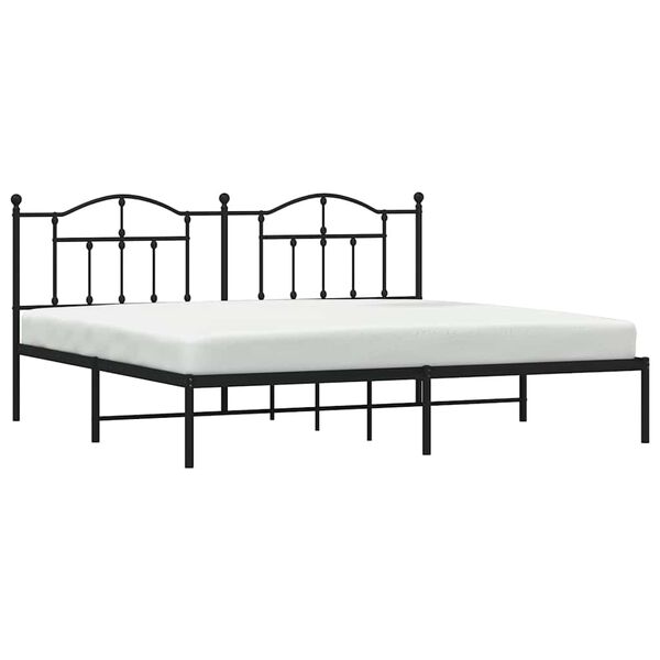 vidaXL Estructura cama sin colch&oacute;n con cabecero metal negro 200x200 cm