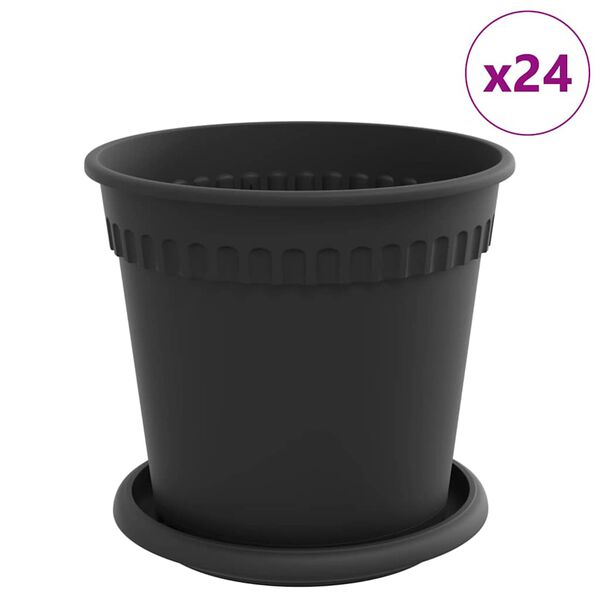 vidaXL Macetas 24 pcs Negro &Oslash; 17 x 14 cm Pl&aacute;stico