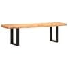 vidaXL Banco de madera maciza de mango sin tratar y acero 160 cm