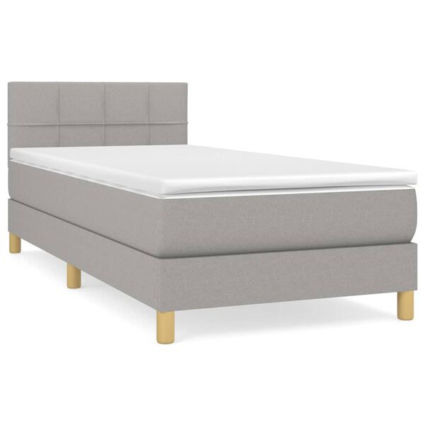 vidaXL Cama box spring con colch&oacute;n tela gris claro 90x200 cm
