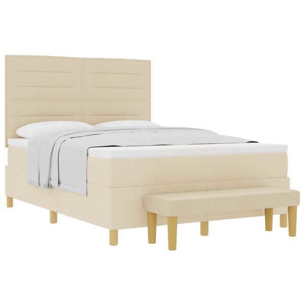 vidaXL Cama tipo Box Spring con colch&oacute;n Crema 160 x 200 cm tela