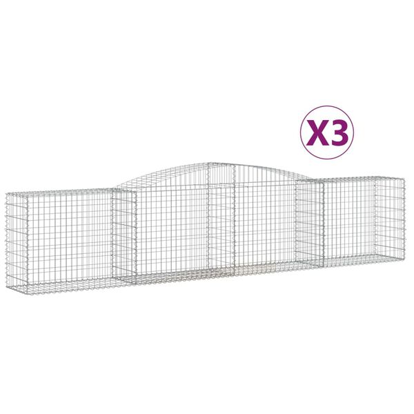 vidaXL Cestas de gaviones 3 uds forma de arco hierro 400x50x80/100 cm