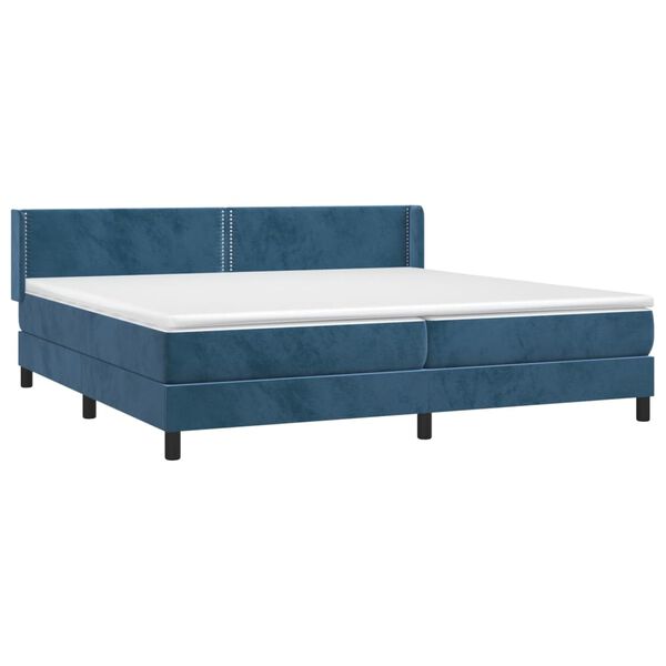 vidaXL Cama box spring con colch&oacute;n terciopelo azul oscuro 200x200 cm