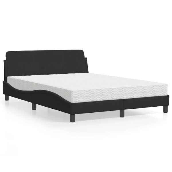 vidaXL Cama con colch&oacute;n Dover terciopelo negro 120x200 cm