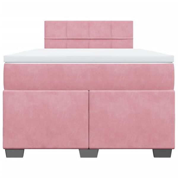 vidaXL Cama box spring con colchón terciopelo rosa 120x200 cm