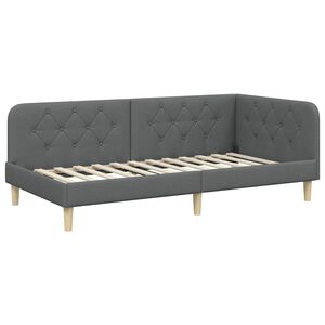 vidaXL Estructura de cama en esquina Gris oscuro 90 x 200 cm tela