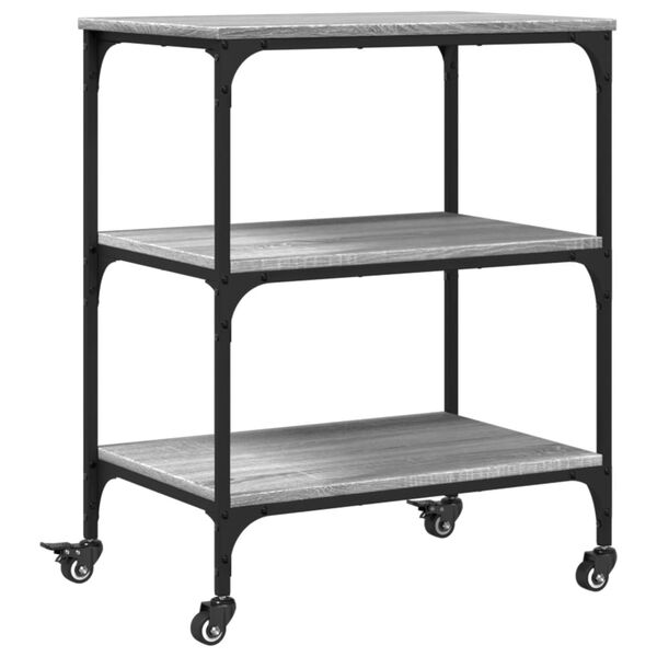 vidaXL Carrito de cocina madera de ingenier&iacute;a gris Sonoma 60x41x76 cm