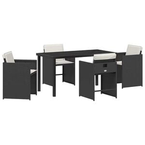 vidaXL Conjunto de Comedor de Jard&iacute;n 5 pcs Negro rat&aacute;n sint&eacute;tico