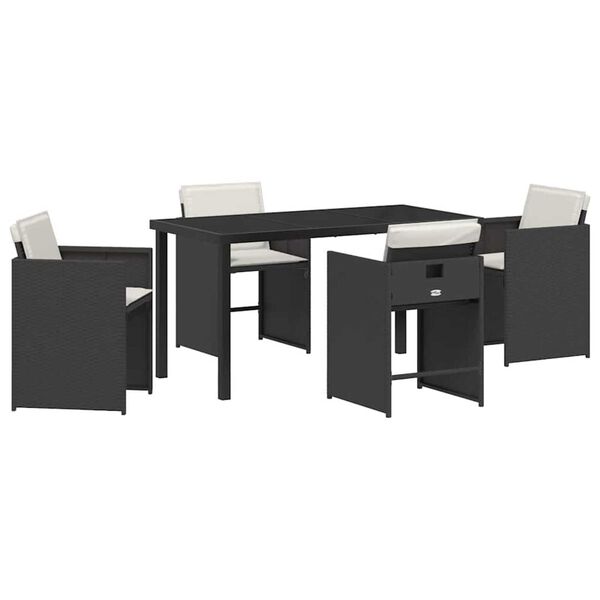 vidaXL Conjunto de Comedor de Jard&iacute;n 5 pcs Negro rat&aacute;n sint&eacute;tico