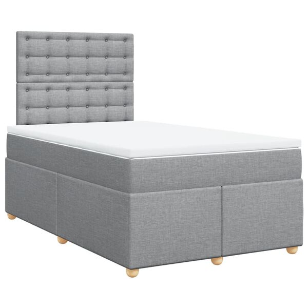 vidaXL Cama box spring con colch&oacute;n tela gris claro 120x190 cm