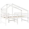 vidaXL Cama alta escalera y techo madera maciza pino blanca 90x190 cm