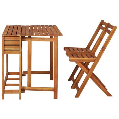 vidaXL Jardinera de jardín con 2 sillas bistró madera maciza de acacia