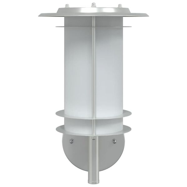 vidaXL Apliques de exterior 2 unidades acero inoxidable plateado