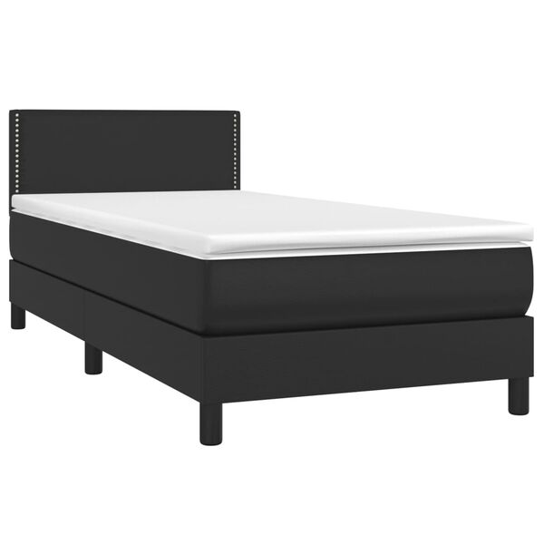 vidaXL Cama box spring con colchón cuero sintético negro 80x200 cm