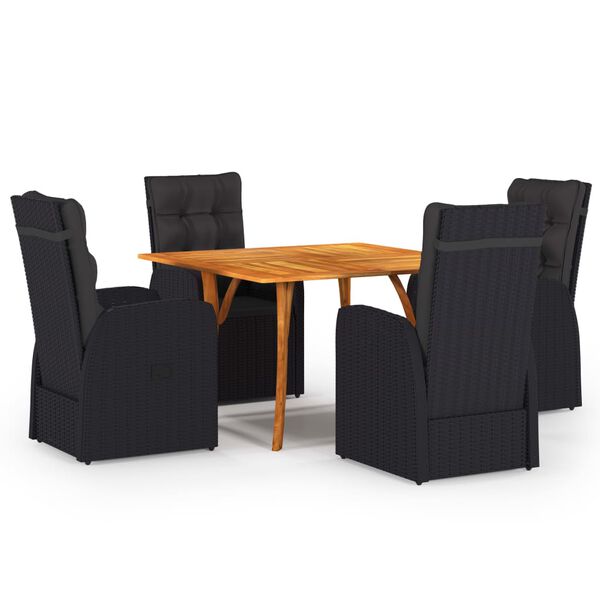 vidaXL Juego de comedor para jard&iacute;n 5 piezas negro