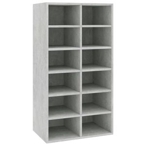 vidaXL Zapatero de madera contrachapada gris hormig&oacute;n 54x34x100,5 cm