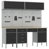 vidaXL Conjunto de armarios de trabajo con caj&oacute;n Manual 10 pcs Negro