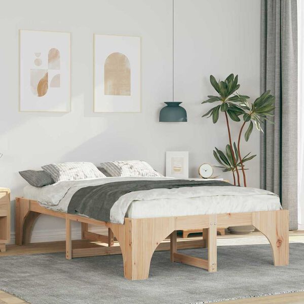vidaXL Estructura de cama Marrón 140 x 190 cm Madera de pino macizo