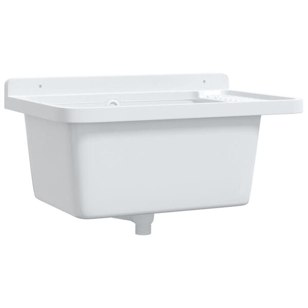 vidaXL Fregadero utilitario de pared resina blanco 60x40x28 cm