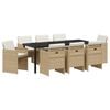 vidaXL Conjunto de Comedor de Jard&iacute;n 9 pcs Beige rat&aacute;n sint&eacute;tico