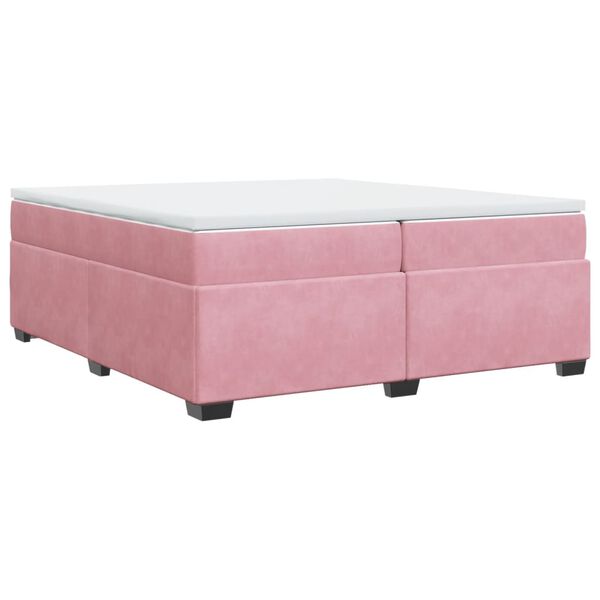 vidaXL Cama box spring con colch&oacute;n terciopelo rosa 200x200 cm
