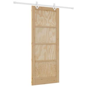 vidaXL Puerta Corredera Marrón 83 x 202 cm Madera de pino macizo