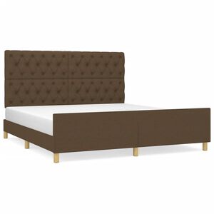 vidaXL Cama sin colch&oacute;n de tela marr&oacute;n oscuro 160x200 cm