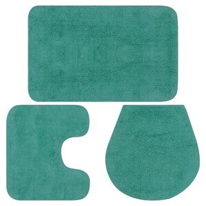 vidaXL Conjunto de alfombrillas de ba&ntilde;o de tela 3 piezas turquesa