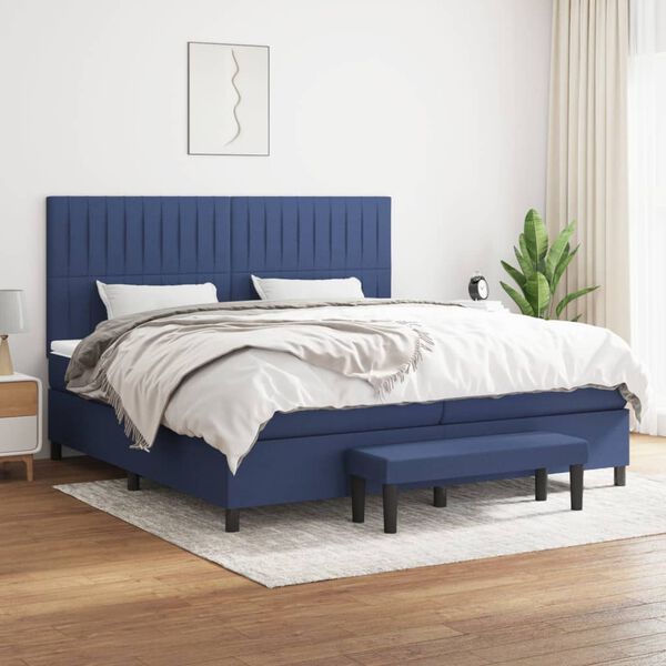 vidaXL Cama box spring con colch&oacute;n tela azul 200x200 cm