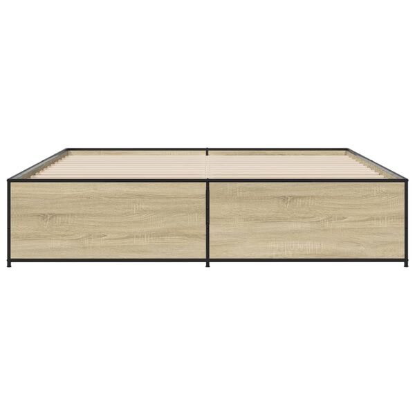 vidaXL Estructura cama madera ingenier&iacute;a metal roble Sonoma 180x200 cm