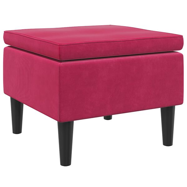vidaXL Taburete con patas de madera terciopelo rojo tinto
