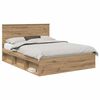 vidaXL Estructura de cama con cabecera Roble artisan 150 x 200 cm